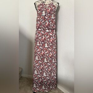 Collective Concepts Red, Blue, and Cream Maxi Dress